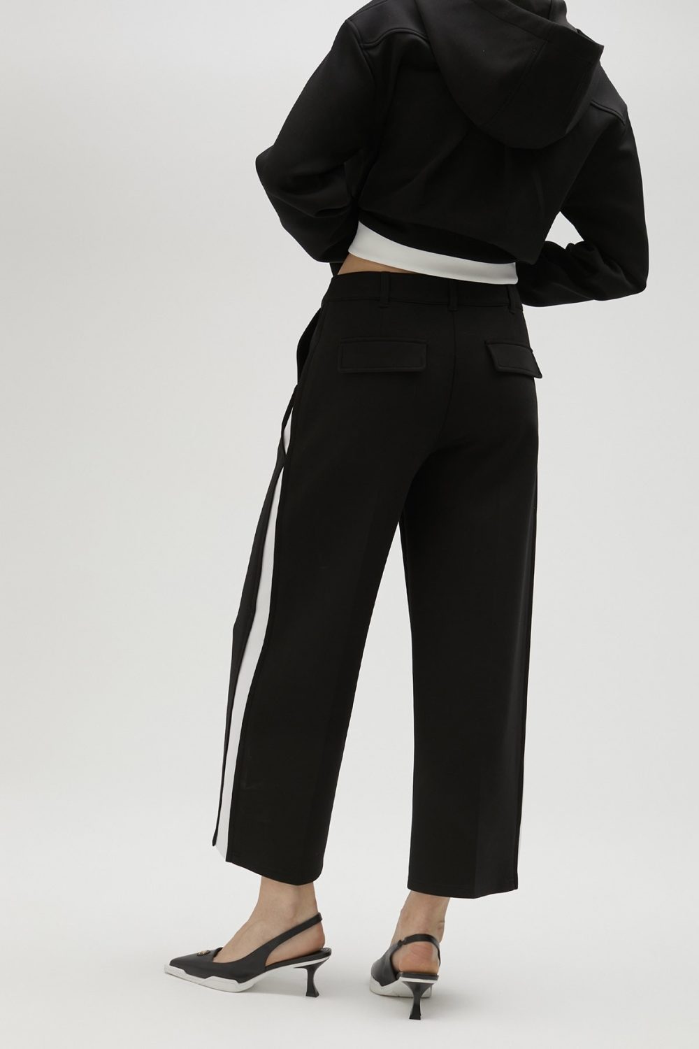 Black Trousers With White Side Detail