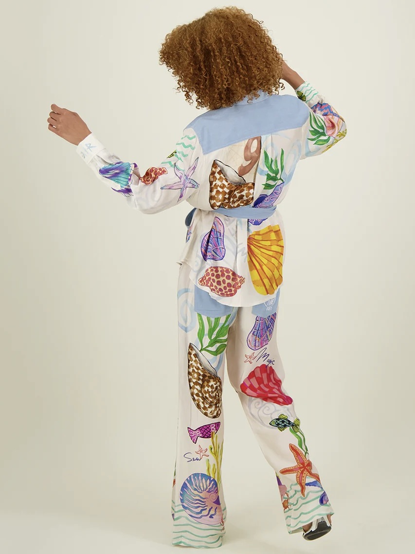 Crystal Combined Denim Shirt