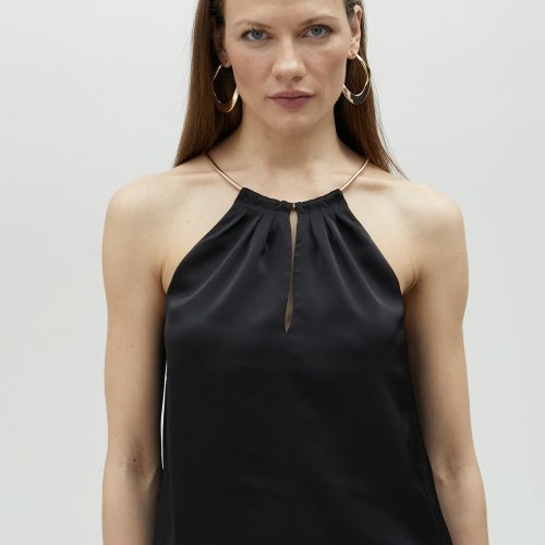 Halter Black Top With Chain