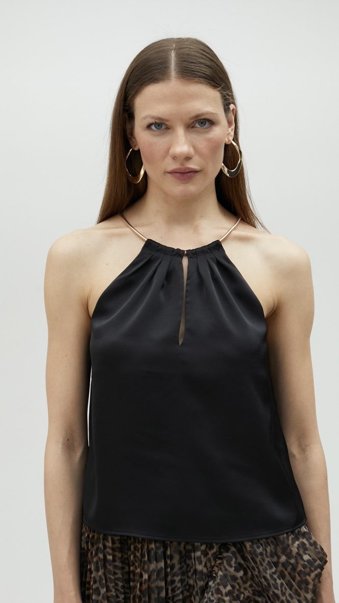 Halter Black Top With Chain