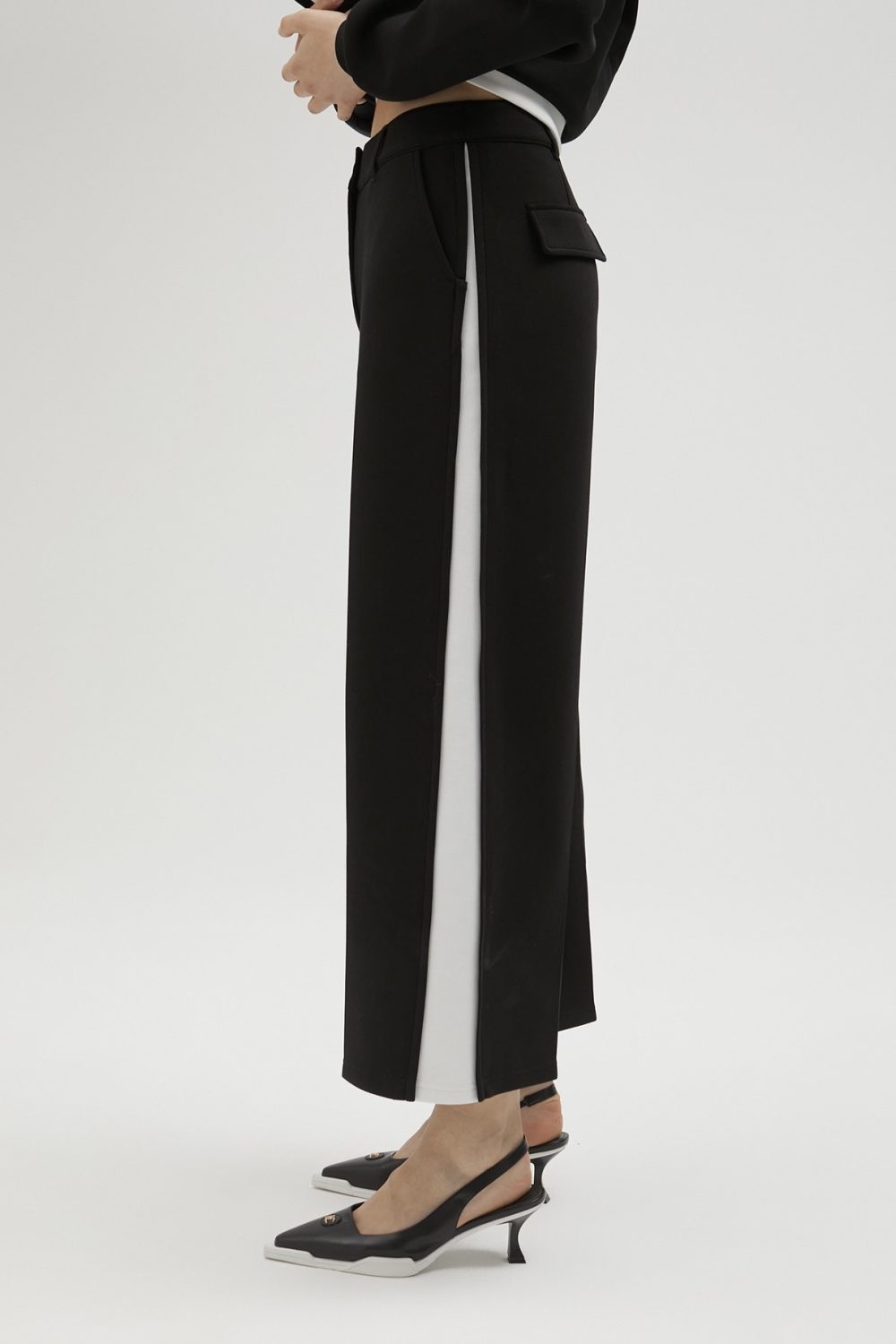 Black Trousers With White Side Detail