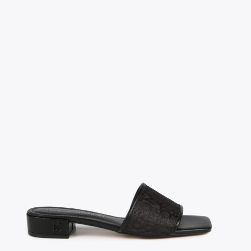 Slider Sandals In Monogrammed Mesh