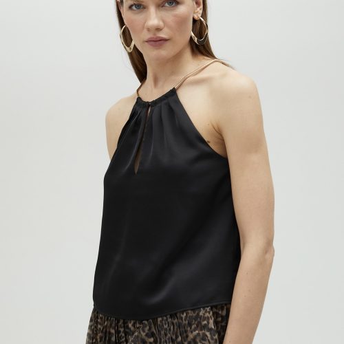Halter Black Top With Chain