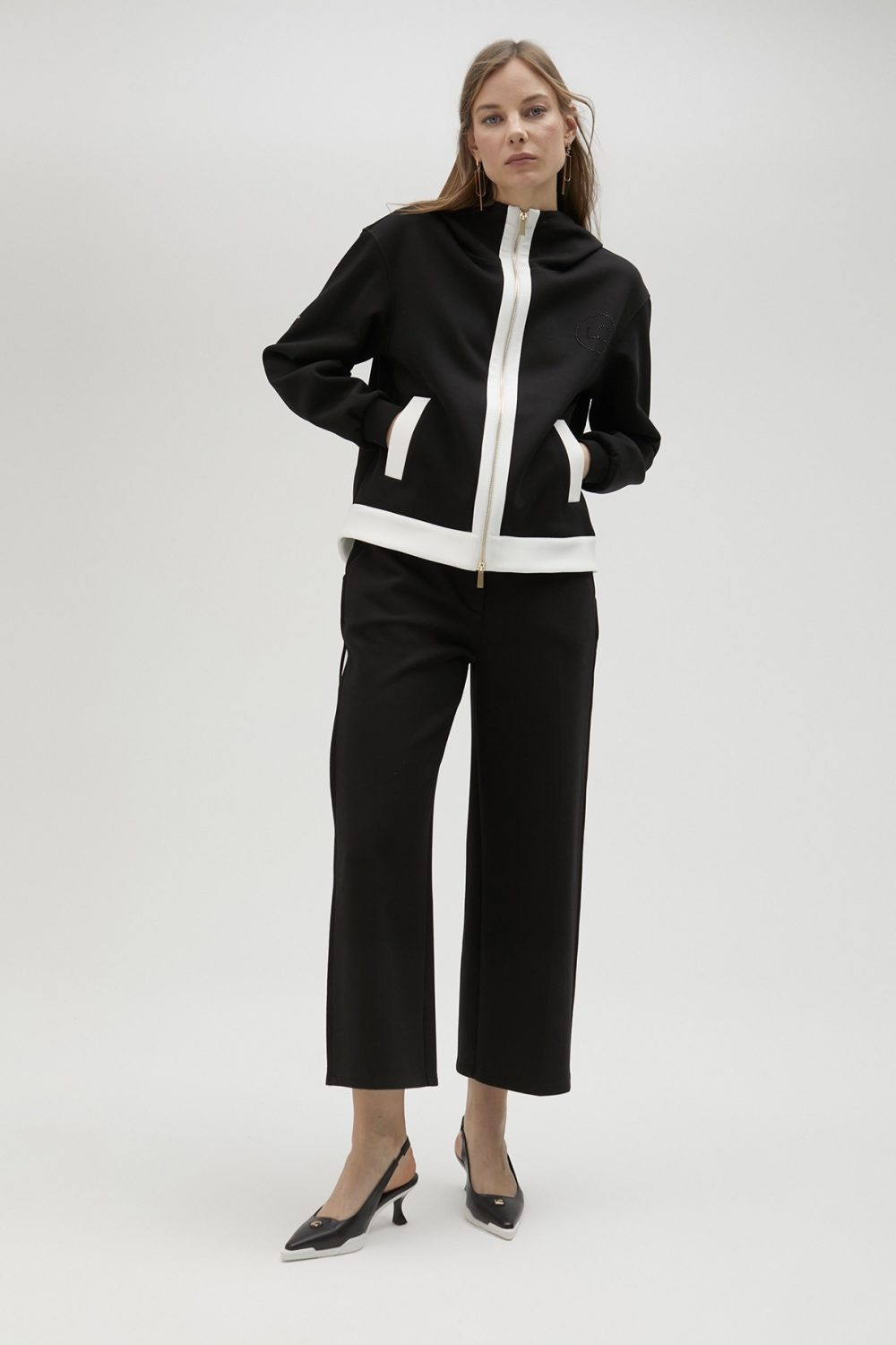 Black Trousers With White Side Detail
