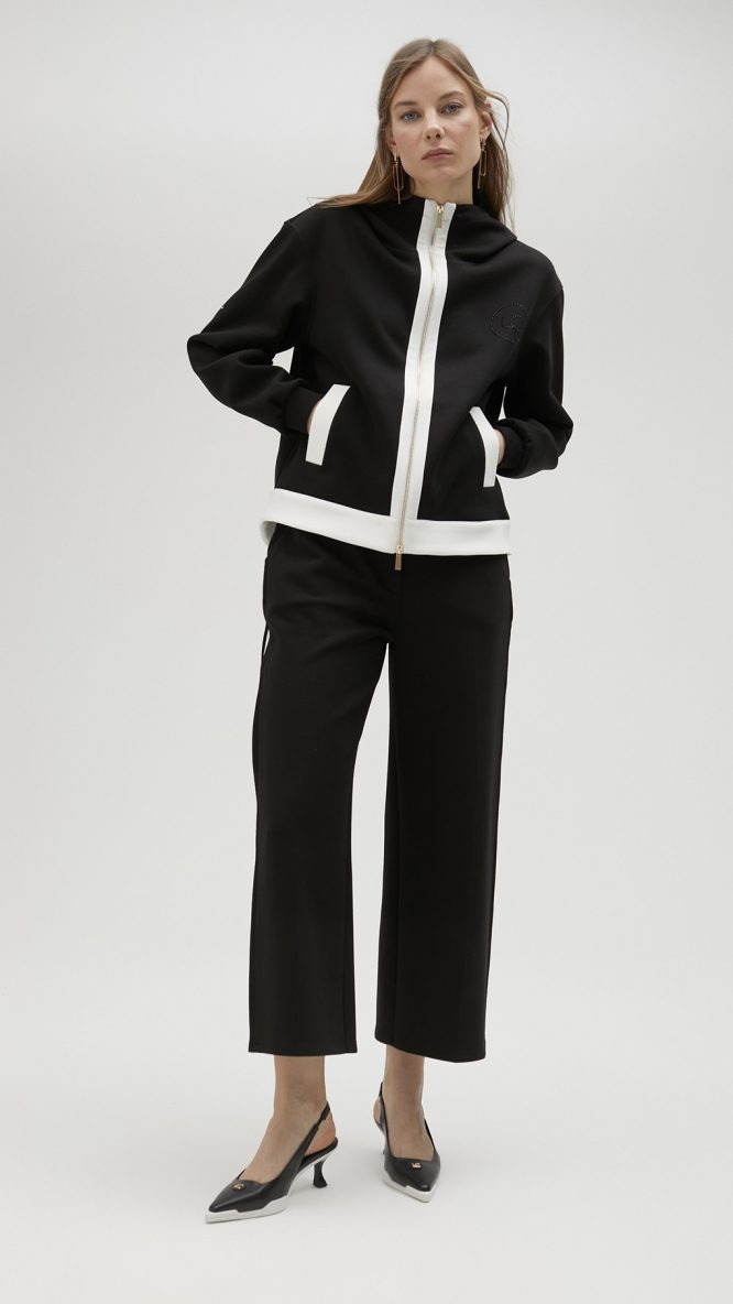 Black Trousers With White Side Detail
