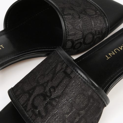 Slider Sandals In Monogrammed Mesh