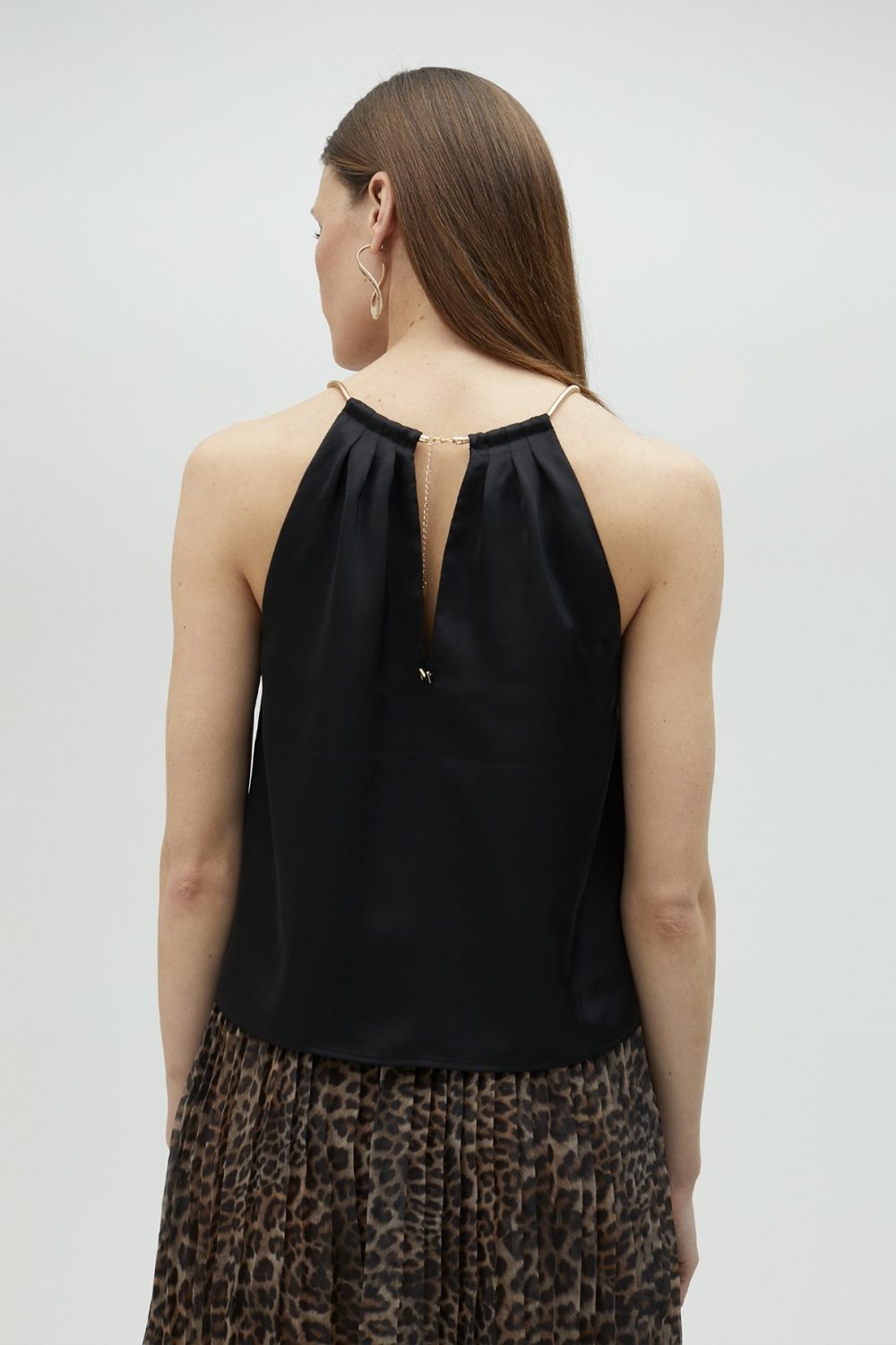 Halter Black Top With Chain