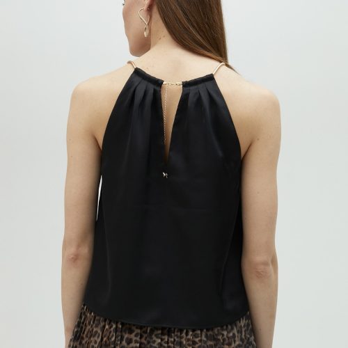Halter Black Top With Chain