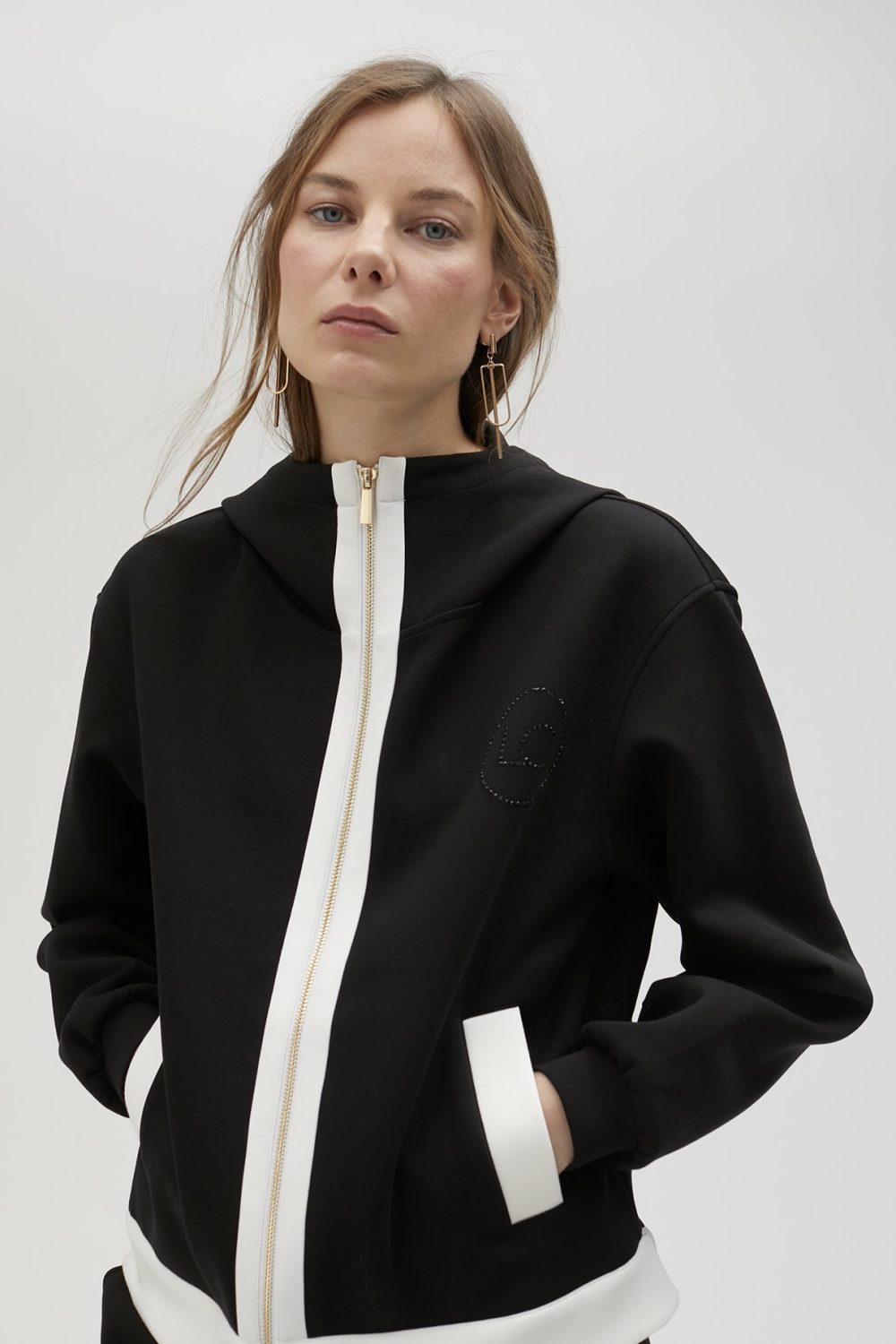 Black Trousers With White Side Detail