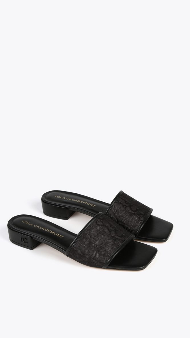 Slider Sandals In Monogrammed Mesh