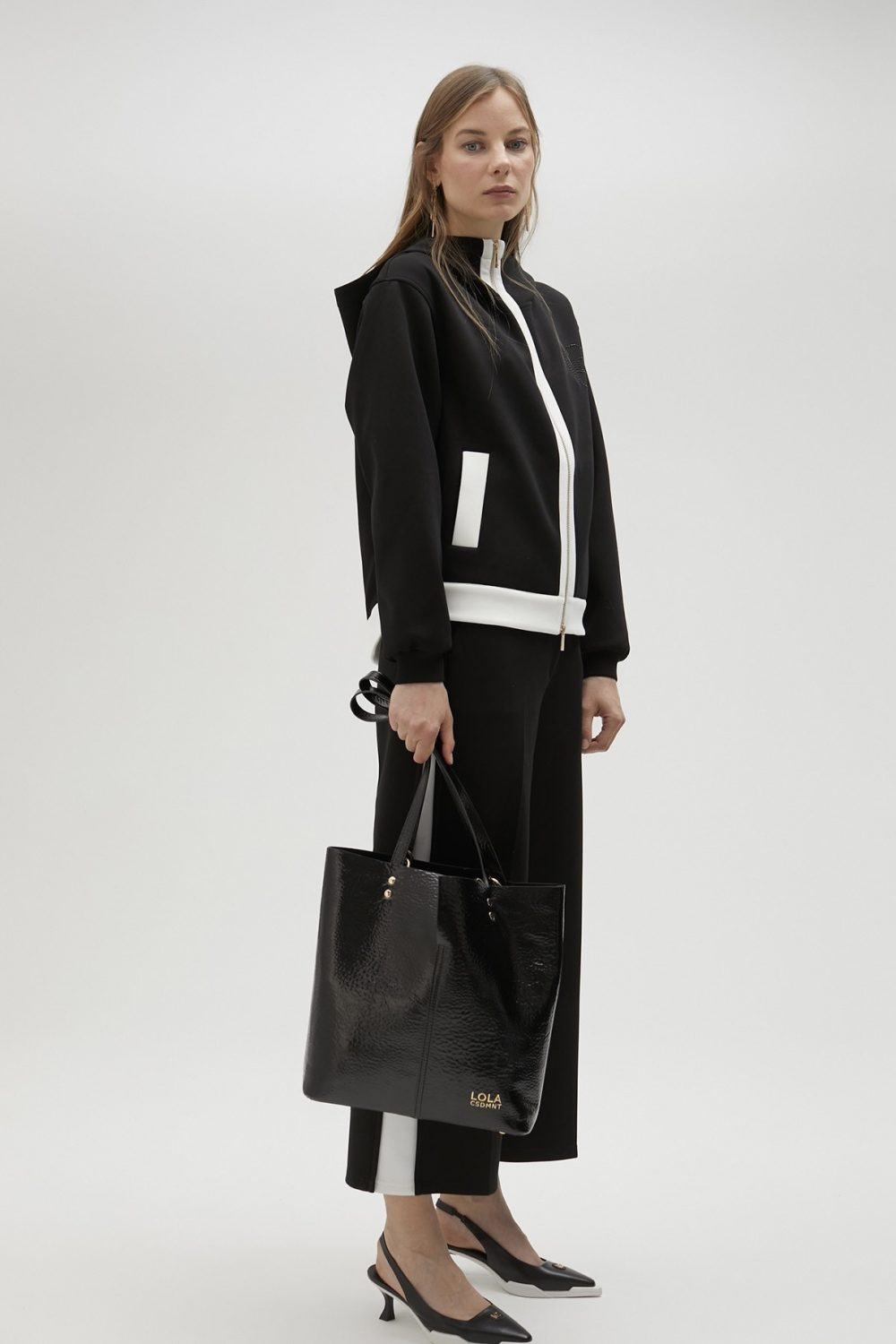 Black Trousers With White Side Detail