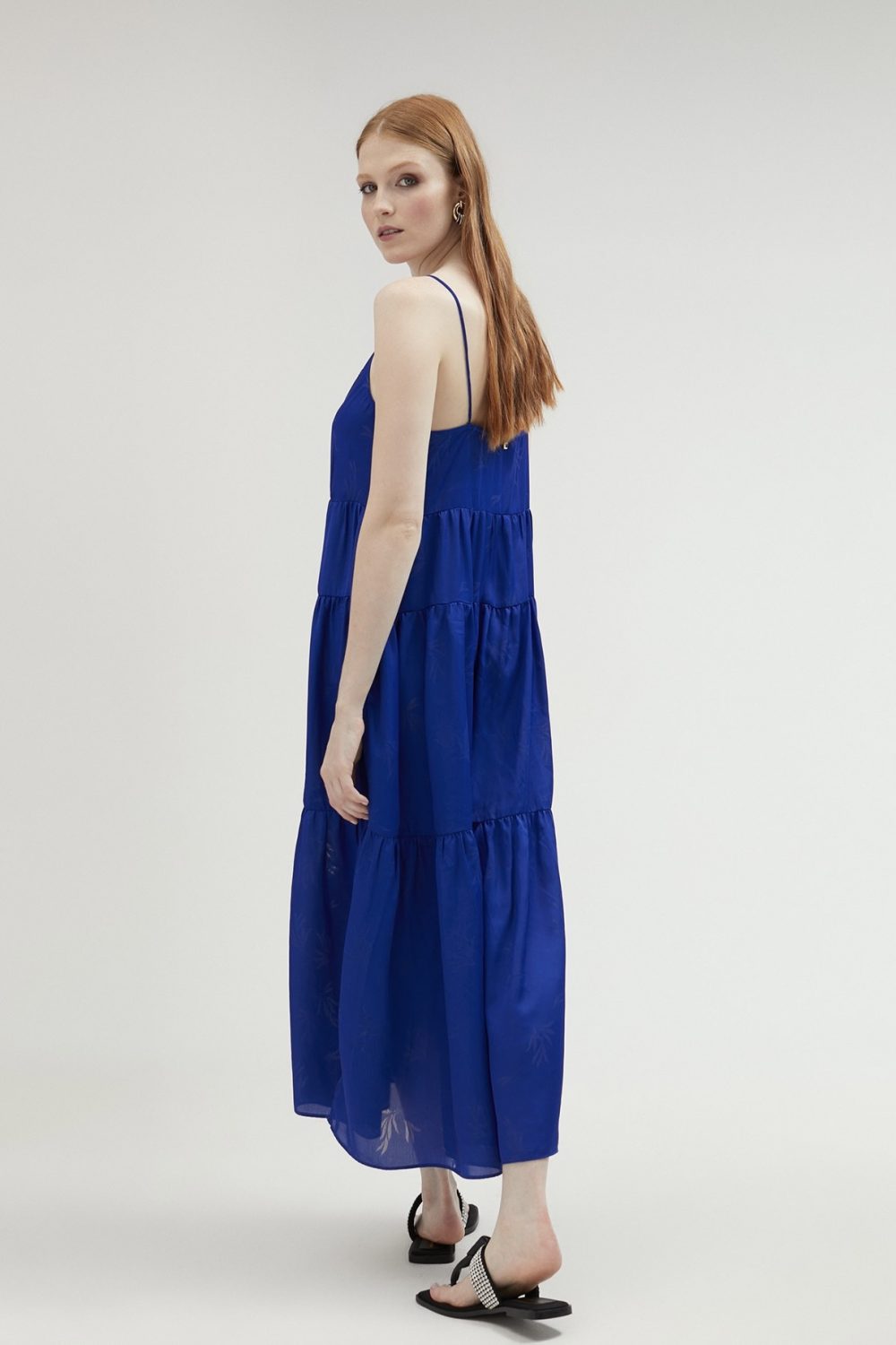 Ruffled Strappy Dress Blue