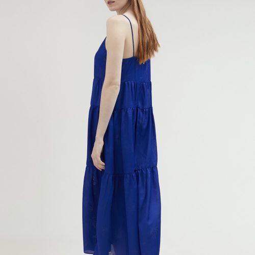 Ruffled Strappy Dress Blue