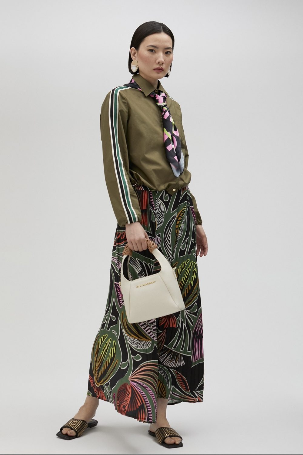 Elasticated Khaki Poplin Shirt