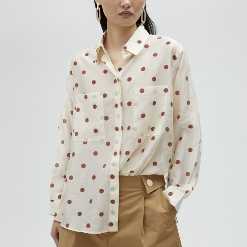 Semi-Sheer Polka Dot Shirt