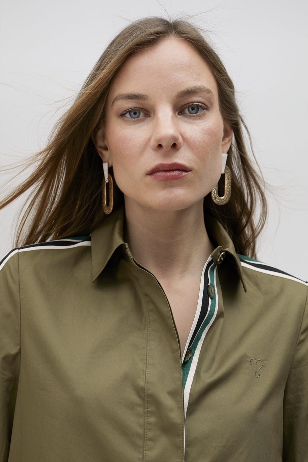 Poplin Khaki Mini Shirt Dress