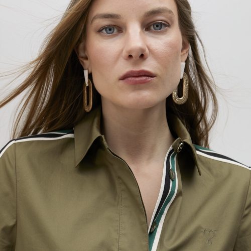 Poplin Khaki Mini Shirt Dress