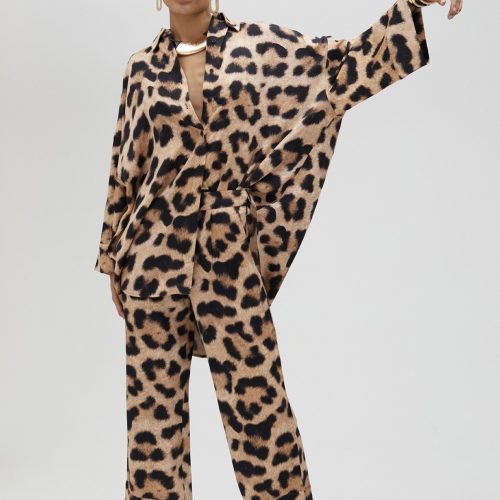 Animal Print Palazzo Trousers
