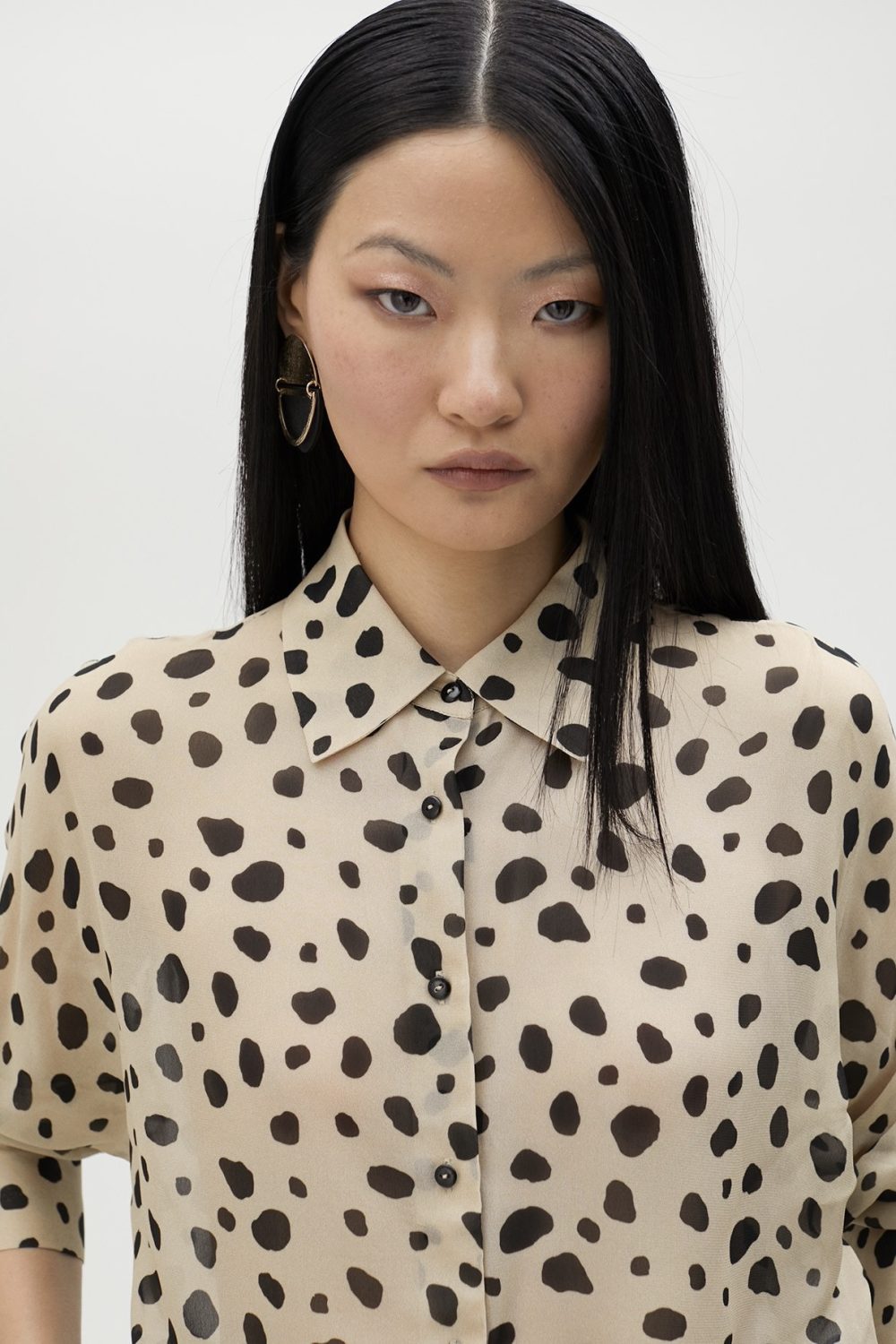 White-Black Polka Dot Shirt