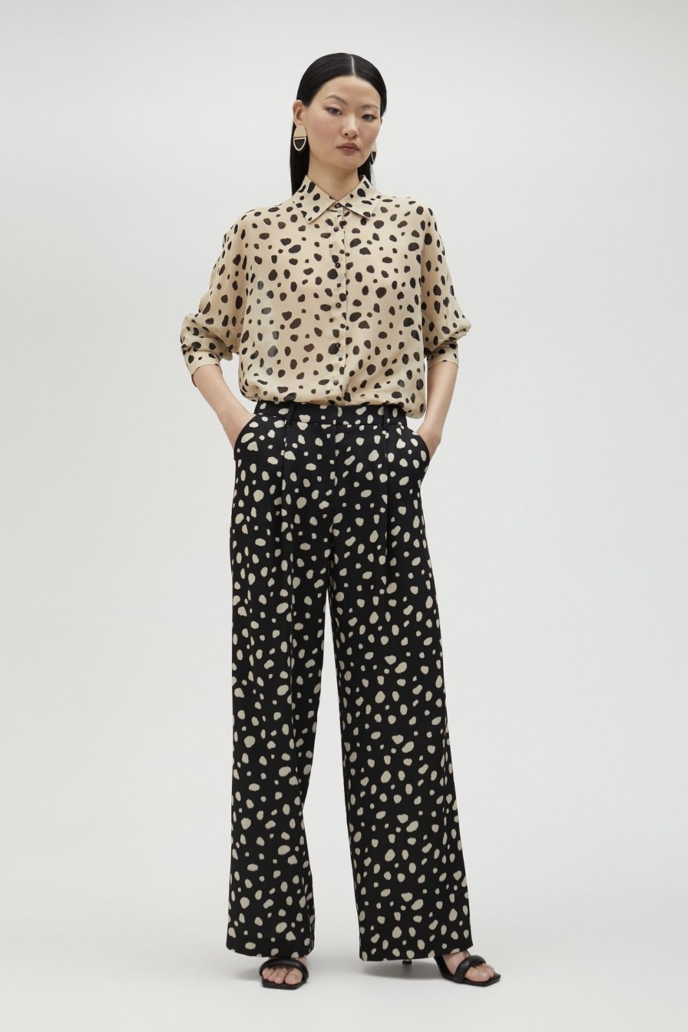 White-Black Polka Dot Shirt