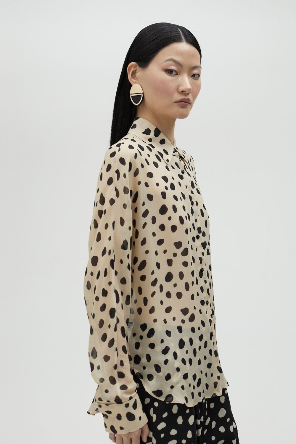 White-Black Polka Dot Shirt