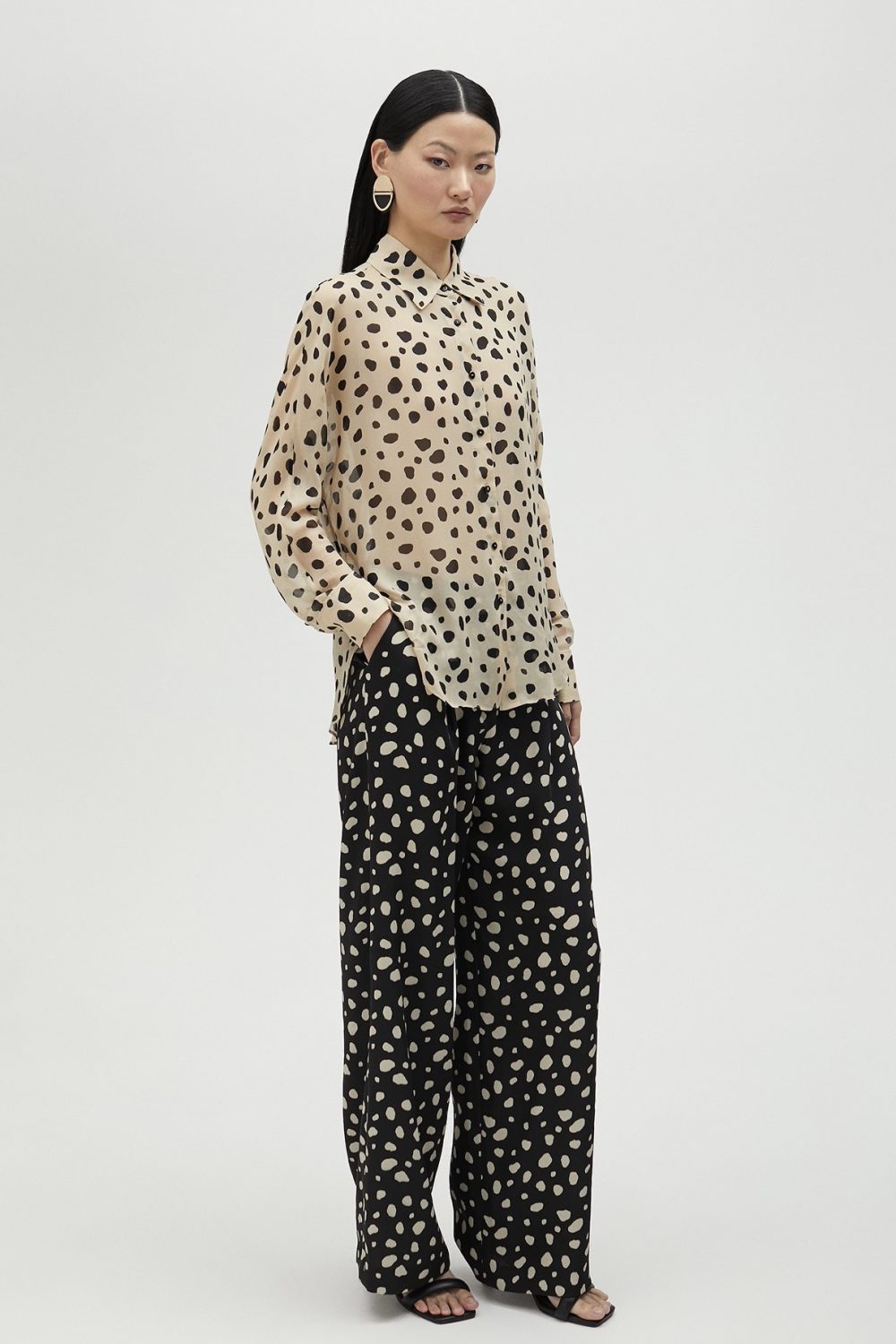 White-Black Polka Dot Shirt