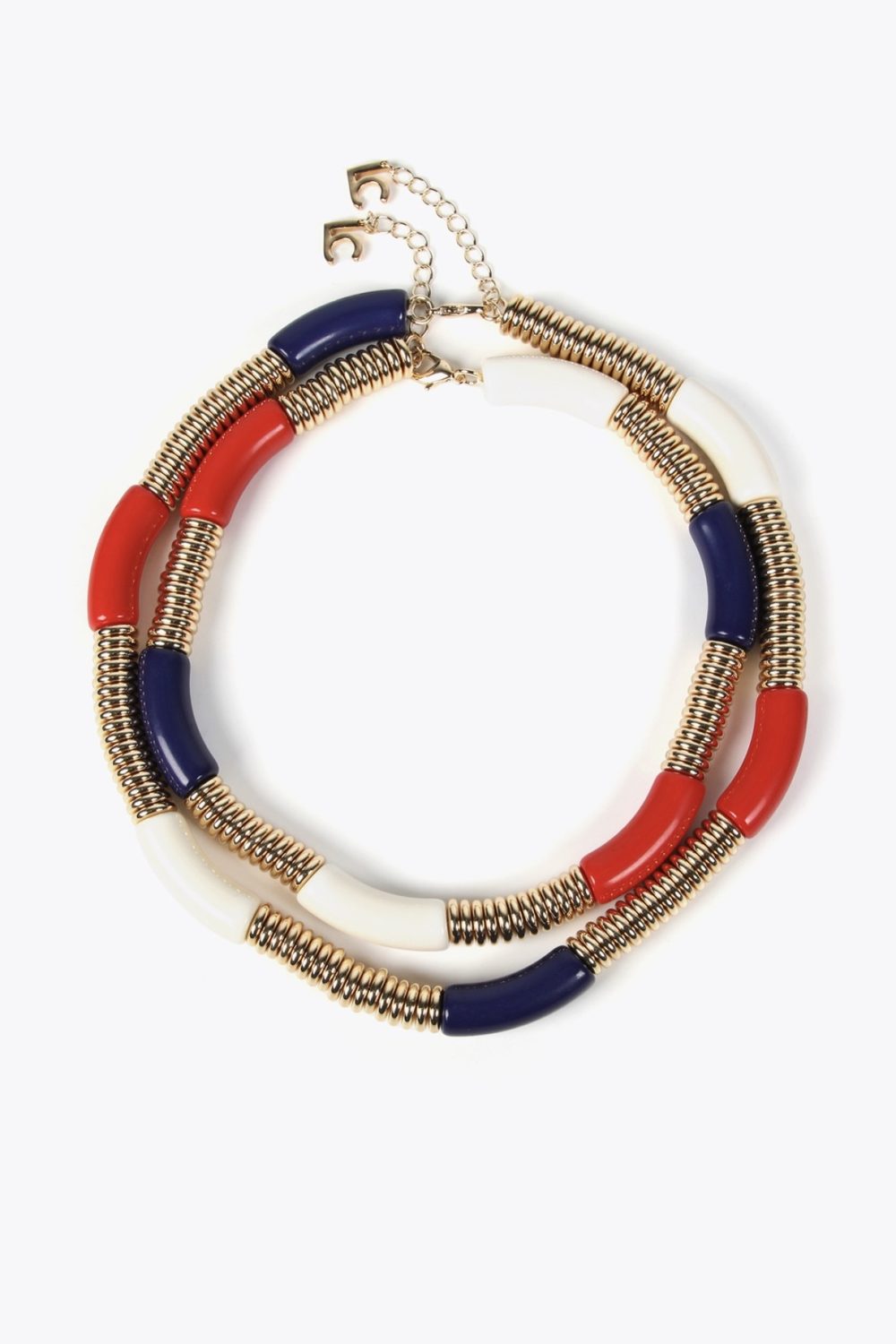 Double Necklace with Colored Acrylic Pieces