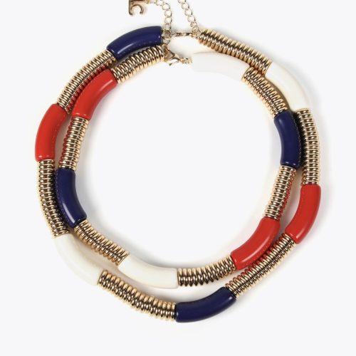 Double Necklace with Colored Acrylic Pieces