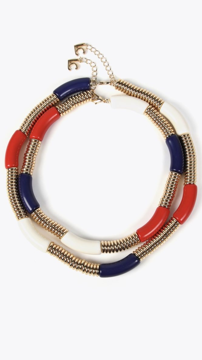 Double Necklace with Colored Acrylic Pieces