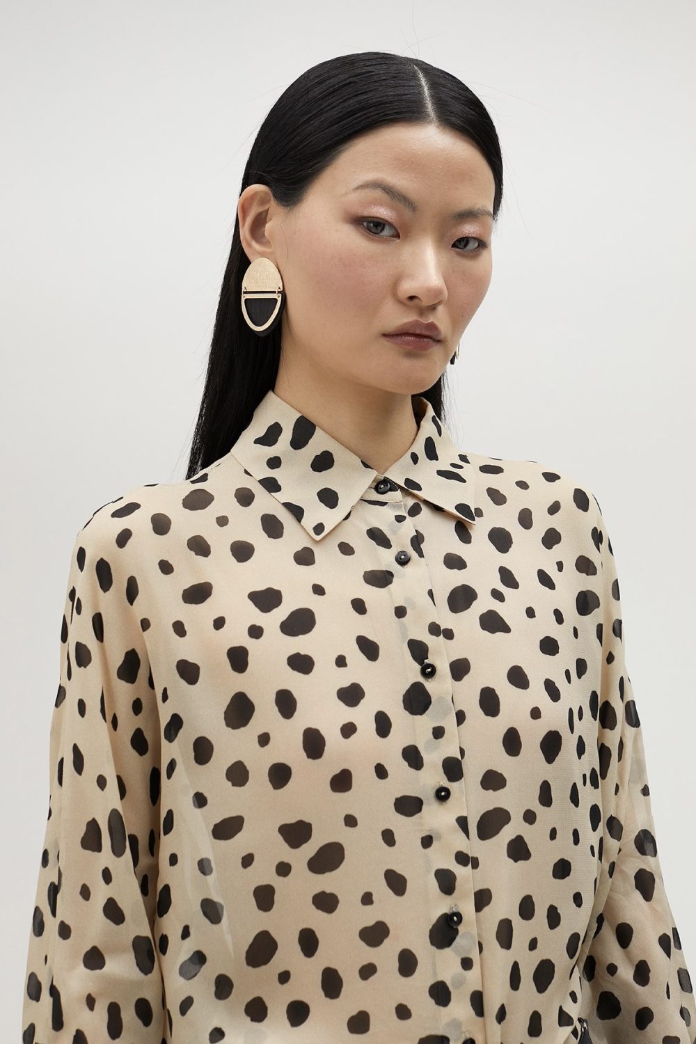 White-Black Polka Dot Shirt