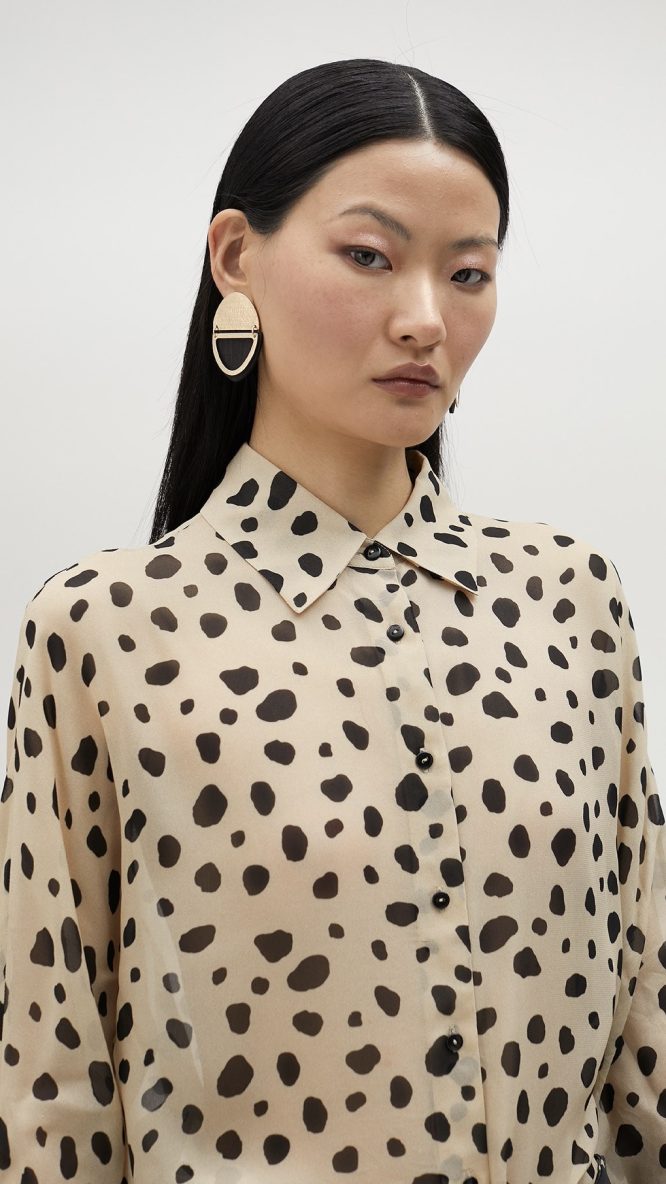 White-Black Polka Dot Shirt