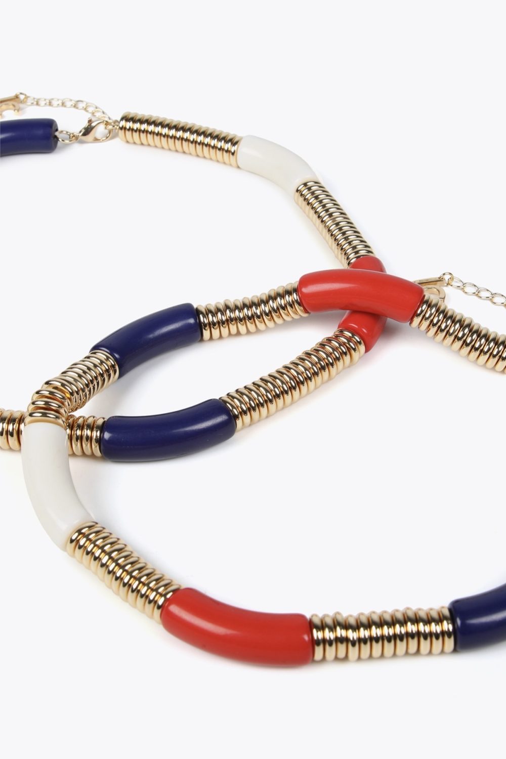 Double Necklace with Colored Acrylic Pieces