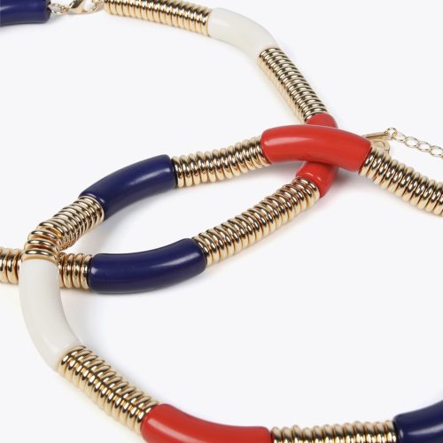 Double Necklace with Colored Acrylic Pieces