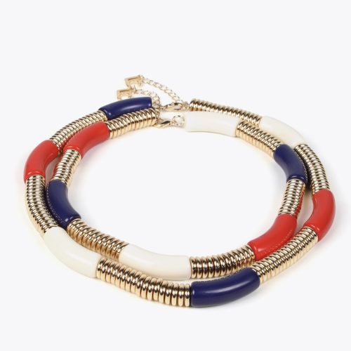 Double Necklace with Colored Acrylic Pieces