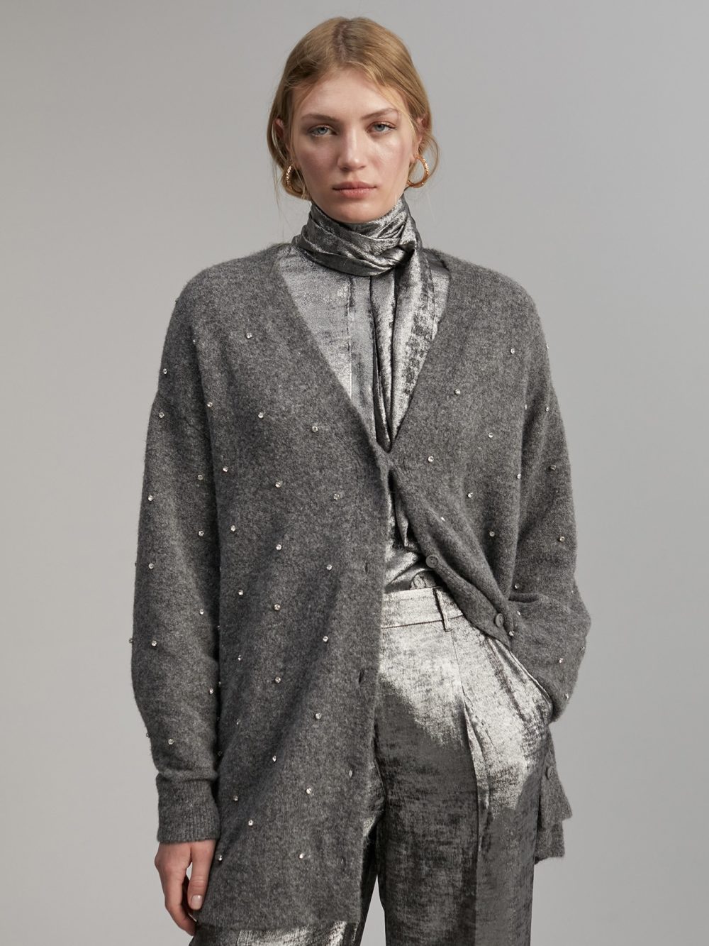 Cardigan With Rhinestone Detail