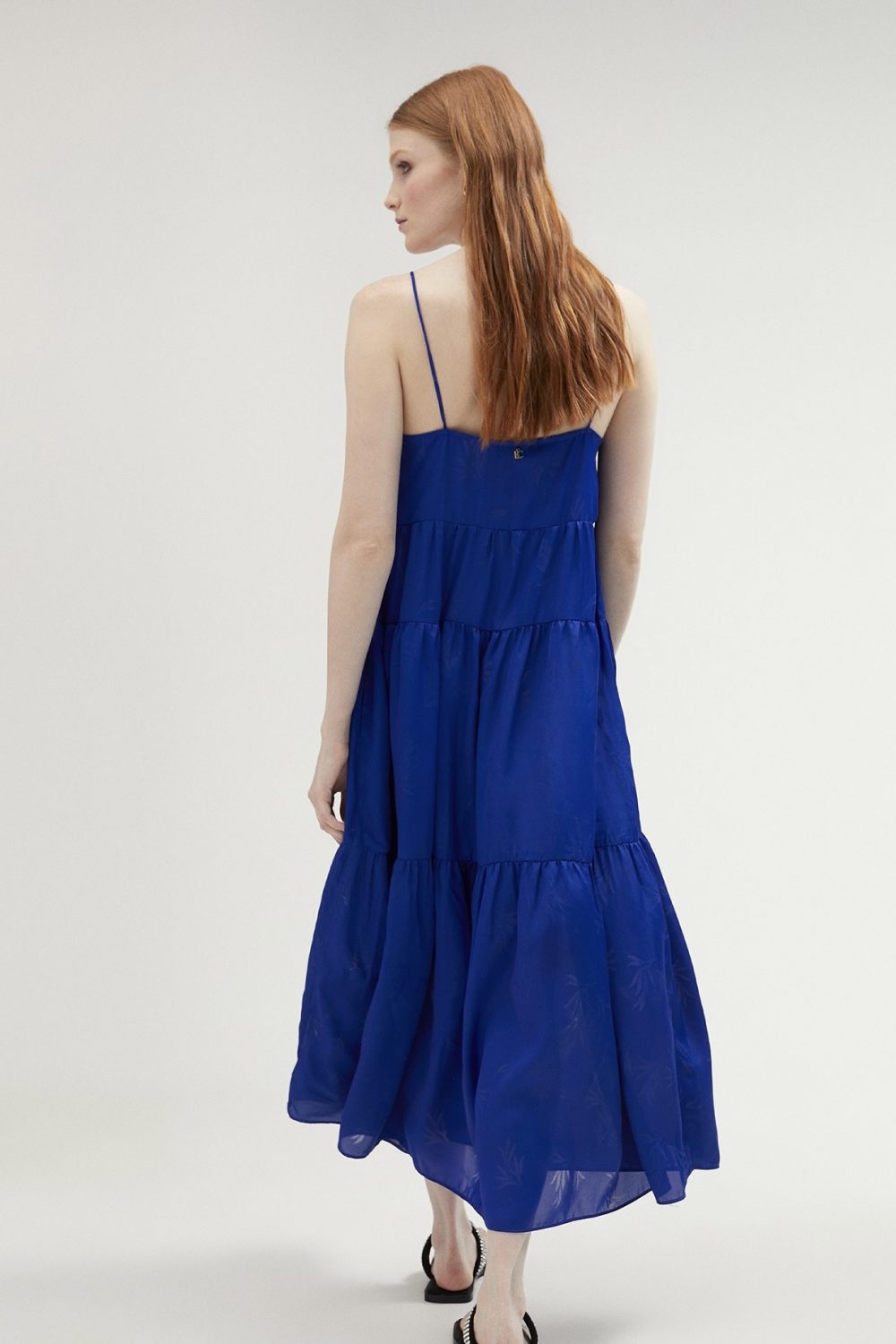 Ruffled Strappy Dress Blue