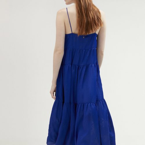 Ruffled Strappy Dress Blue