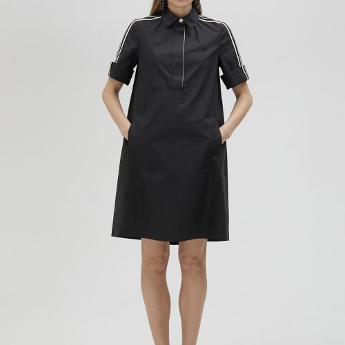 Poplin Black Mini Shirt Dress