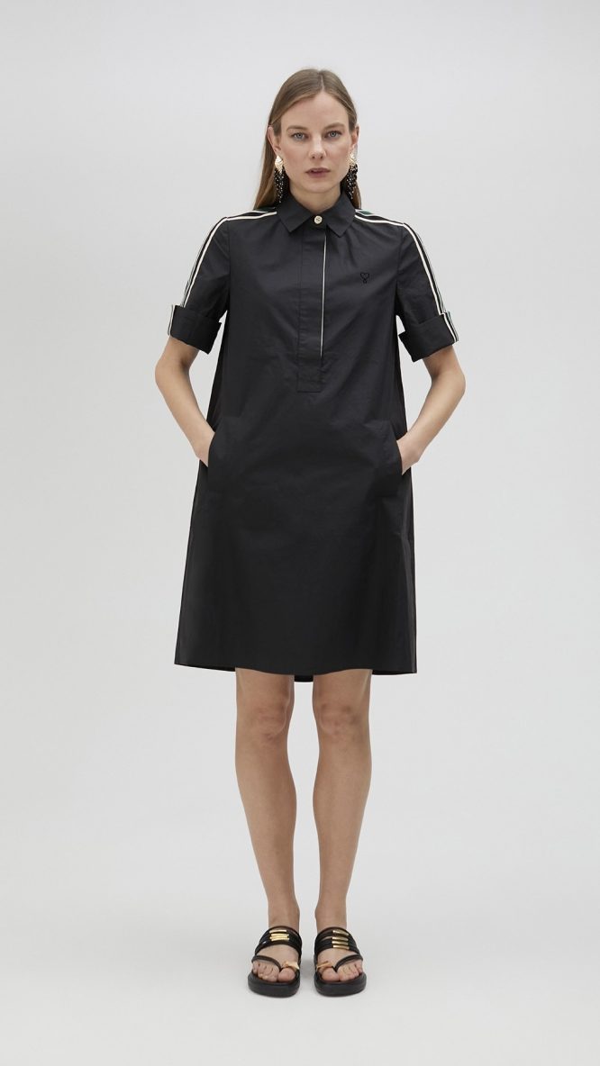 Poplin Black Mini Shirt Dress