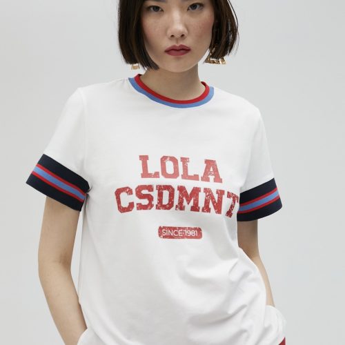 T-Shirt with Striped Sleeves