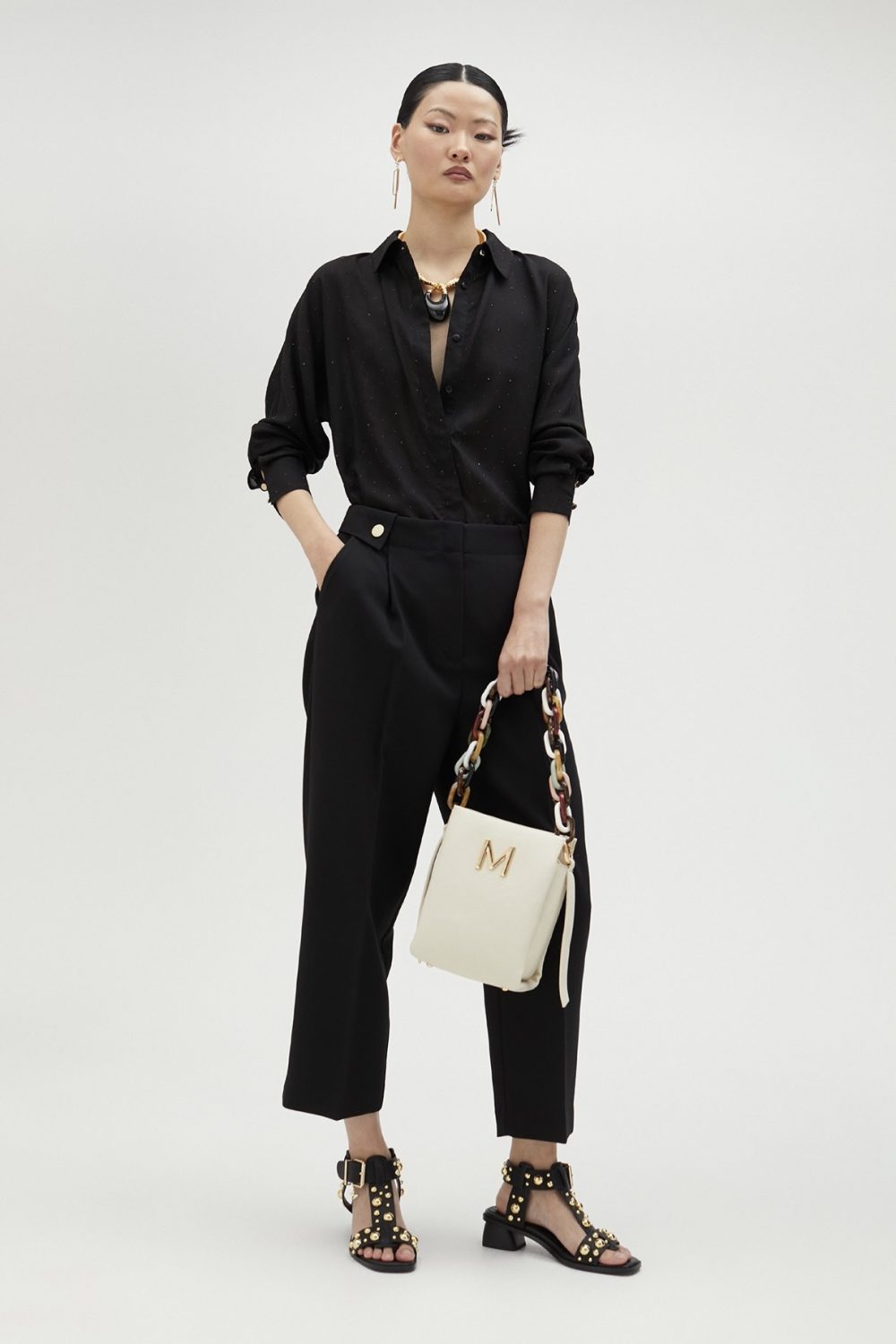 Black Shirt With Rhinestone Retail