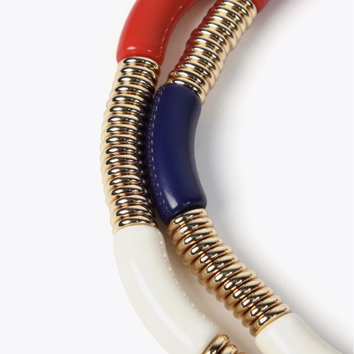 Double Necklace with Colored Acrylic Pieces