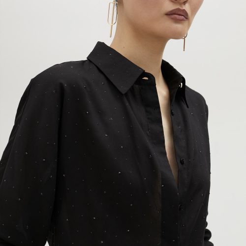 Black Shirt With Rhinestone Retail
