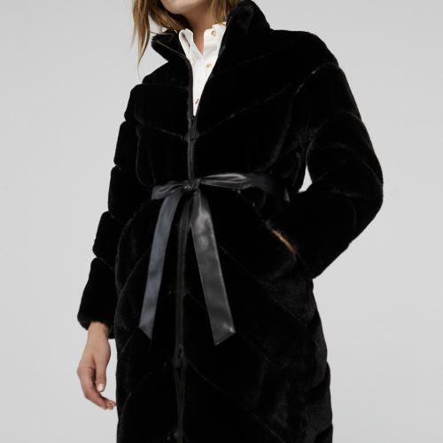 Contrast Faux  Fur Coat