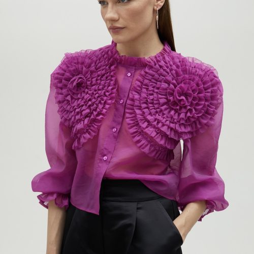 Fuchsia Blouse With Floral Details