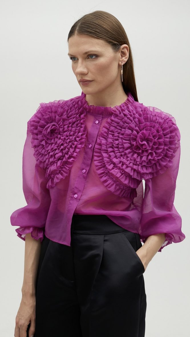 Fuchsia Blouse With Floral Details