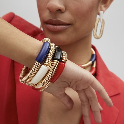 Pack of Bracelets with Colored Acrylic Pieces