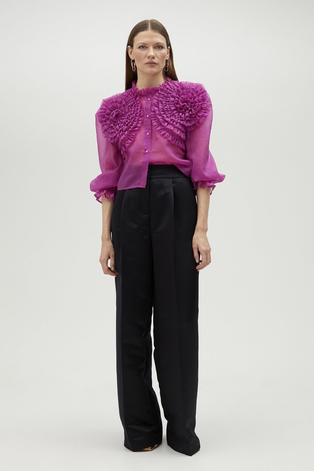 Fuchsia Blouse With Floral Details