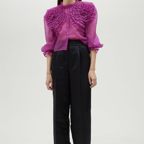 Fuchsia Blouse With Floral Details