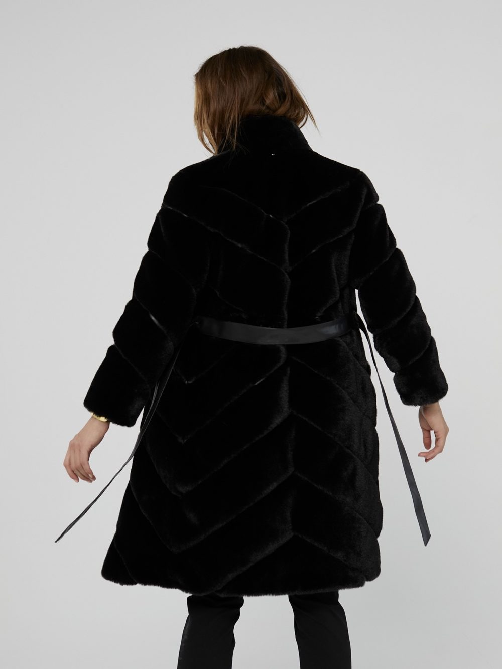 Contrast Faux  Fur Coat